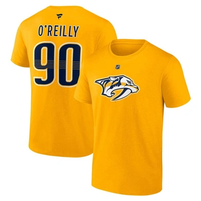Shop Fanatics Branded Ryan O'reilly Gold Nashville Predators Authentic Stack Name & Number T-shirt