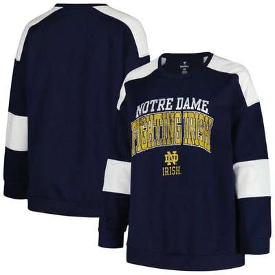 Shop Profile Navy Notre Dame Fighting Irish Plus Size Striped Pullover Sweatshirt