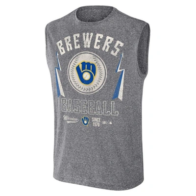 Shop Darius Rucker Collection By Fanatics Charcoal Milwaukee Brewers Relaxed-fit Muscle Tank Top