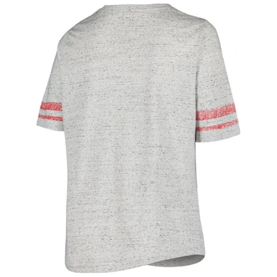 Shop Profile Heather Gray Wisconsin Badgers Plus Size Striped Lace-up V-neck T-shirt