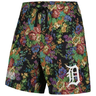 Shop Pleasures Black Detroit Tigers Floral Shorts