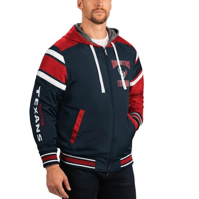 Shop G-iii Sports By Carl Banks Navy/gray Houston Texans Extreme Full Back Reversible Hoodie Full-zip Jac