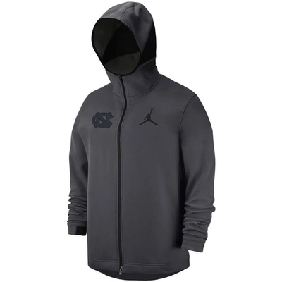 Shop Jordan Brand Nike Anthracite North Carolina Tar Heels Tonal Showtime Full-zip Hoodie Jacket