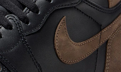 Shop Jordan Nike  Air  1 Retro High Top Sneaker In Black/ Metallic Gold/ Palomino