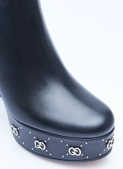 Shop Gucci Women Gg Studs Platform Boots In Black