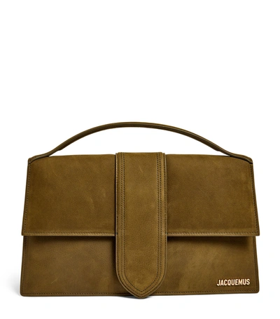 Shop Jacquemus Women Le Bambinou Leather Top Handle Bag In Yellow