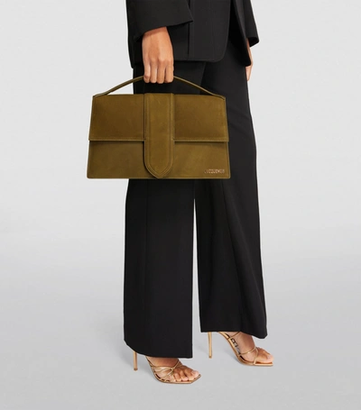 Shop Jacquemus Women Le Bambinou Leather Top Handle Bag In Yellow
