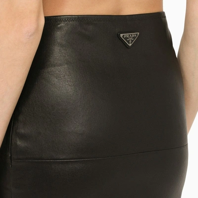 Shop Prada Black Sheath Skirt In Leather Women