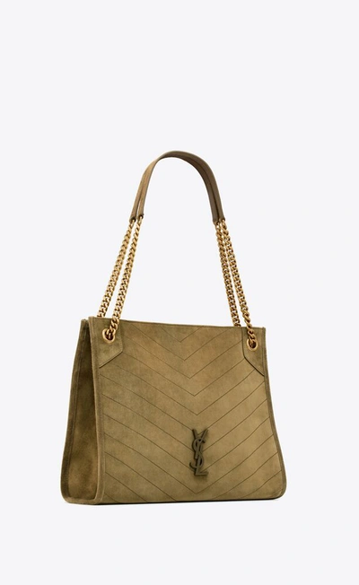 Shop Saint Laurent Women Medium Niki Suede Shoulder Bag In Brown