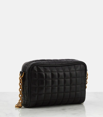 Shop Saint Laurent Women Mini Cassandre Leather Camera Bag In Black