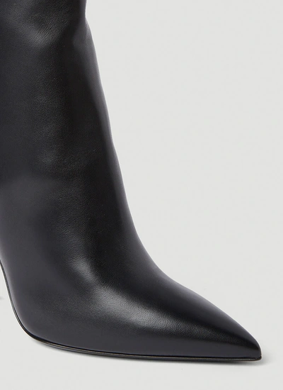 Shop Saint Laurent Women Opyum Logo High Heeled Boots In Black