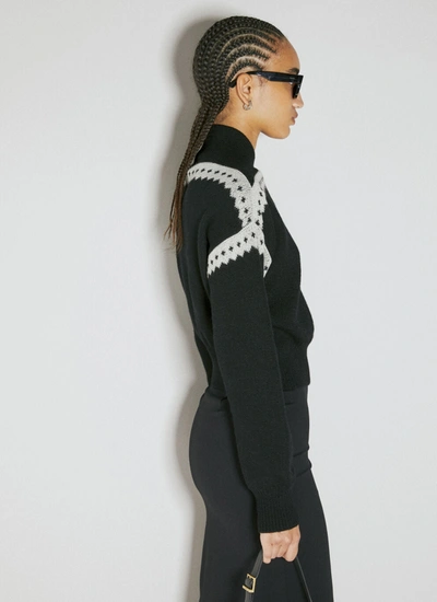 Shop Saint Laurent Women Wool Small V Neck Sweater In Black