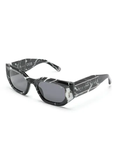 Philipp Plein Marbled Square-frame Sunglasses In Black