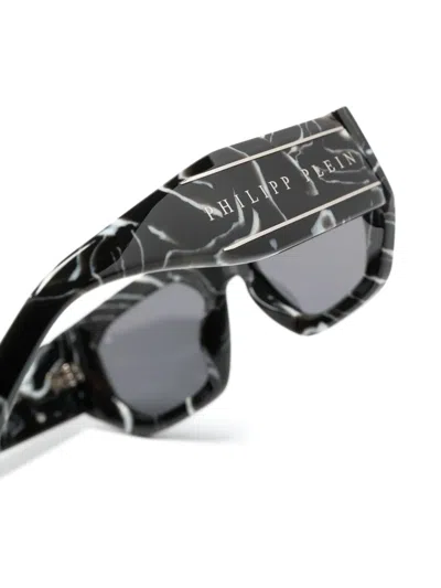 Philipp Plein Marbled Square-frame Sunglasses In Black