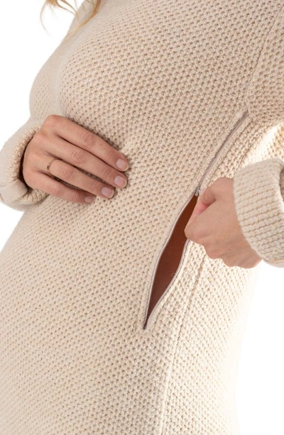 Shop Cache Coeur Honey Long Sleeve Maternity/nursing Sweater Dress In Beige