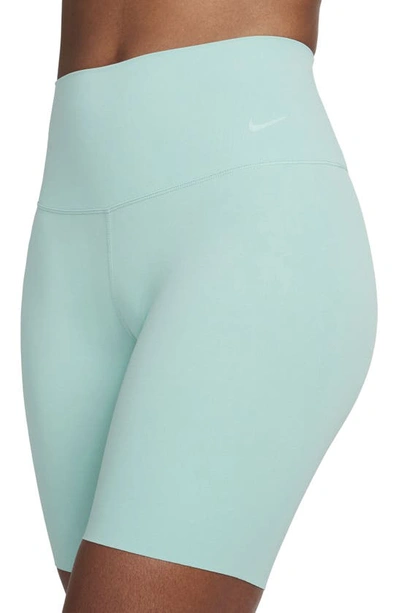 Shop Nike Zenvy Gentle Support High Waist Bike Shorts In Mineral/ Black
