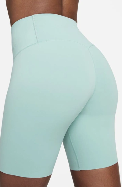Shop Nike Zenvy Gentle Support High Waist Bike Shorts In Mineral/ Black