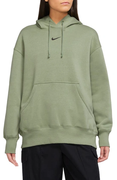 Shop Nike Sportswear Phoenix Oversize Fleece Hoodie In Oil Green/ Black