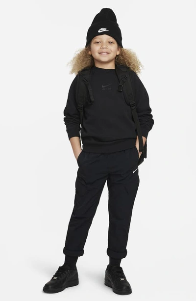 Shop Nike Kids'  Air Crewneck Sweatshirt In Black/ Black
