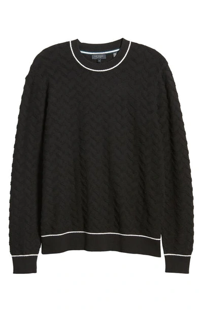 Shop Ted Baker Sepal Textured Crewneck Sweater In Black