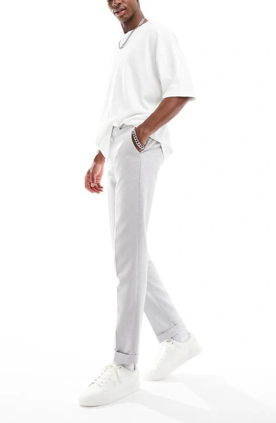 Shop Asos Design Smart Slim Fit Trousers In Grey