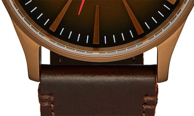 Shop Nixon The Sentry Leather Strap Watch, 42mm In Bronze / Black