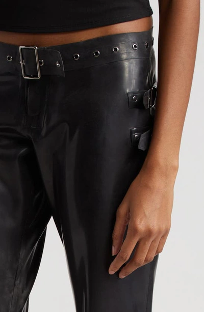 Shop Miaou Toni Attached Belt Latex Pants In Black