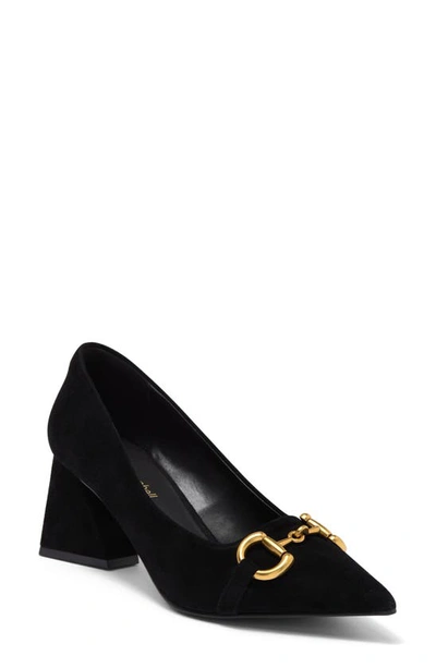 Shop Jeffrey Campbell Happy Hour Pointed Toe Pump In Black Suede Gold