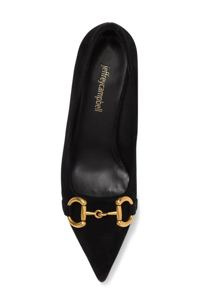 Shop Jeffrey Campbell Happy Hour Pointed Toe Pump In Black Suede Gold