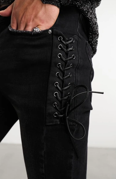 ASOS DESIGN LACE-UP SIDE FLARE JEANS 