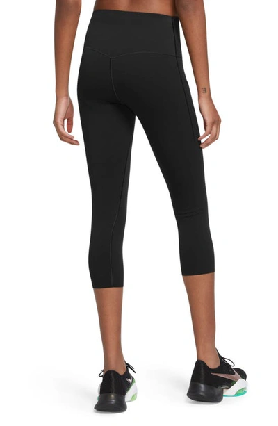 Shop Nike Universa Medium Support High Waist Crop Leggings In Black/black