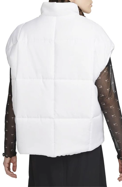 Shop Nike Sportswear Classic Water Repellent Therma-fit Loose Puffer Vest In White/ Black