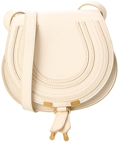 Shop Chloé Marcie Small Leather Saddle Bag In White