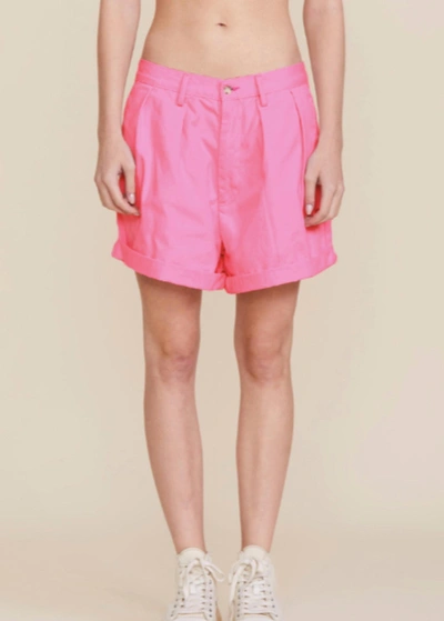 Shop Denimist Blair Double Pleated Chino Shorts In Fuschia In Pink