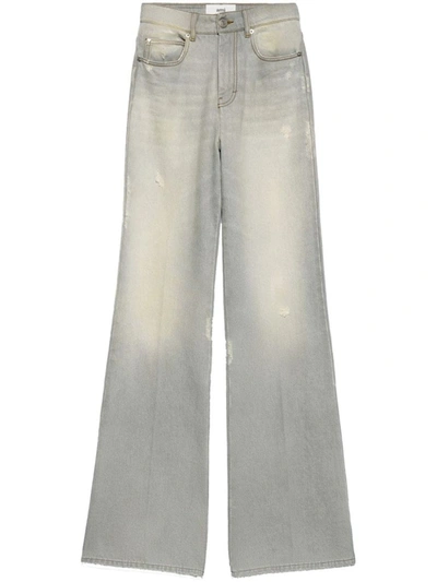 Shop Ami Alexandre Mattiussi Ami Paris Wide-leg Organic-cotton Jeans In Vintage Grey
