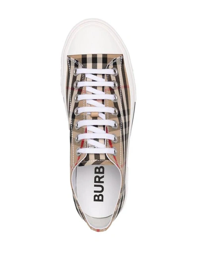 Shop Burberry Vintage Check Low-top Sneakers In Archive Beige Ip Chk