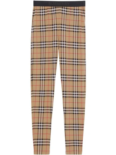 Shop Burberry Vintage Check Leggings In Archive Beige Ip Chk