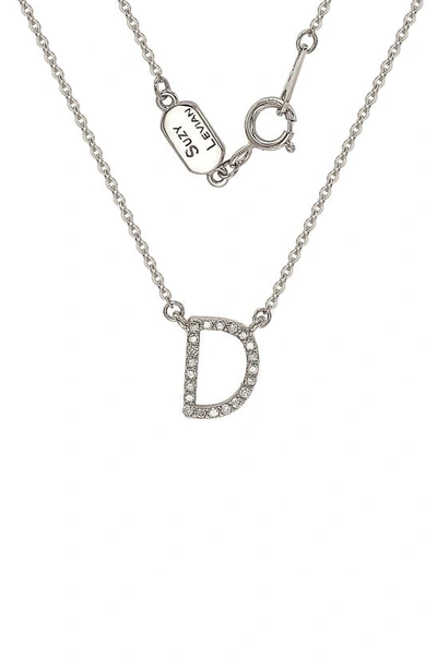 Suzy Levian Diamond Pavé Initial Pendant Necklace In White- D