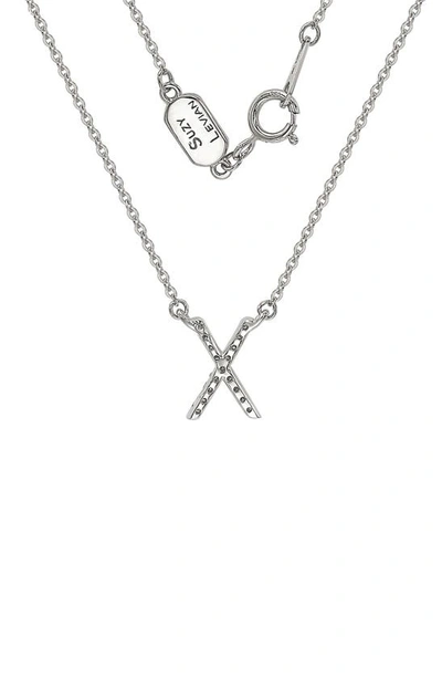 Suzy Levian Diamond Pavé Initial Pendant Necklace In White- X