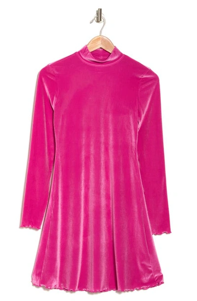 Shop Abound Long Sleeve Velour Trapeze Dress In Pink Beetroot