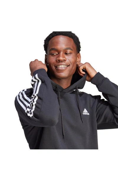 Shop Adidas Originals Fleece 3-stripes Hoodie In Black