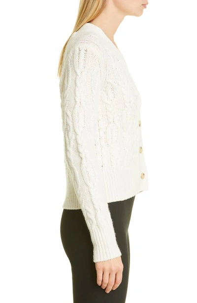 Shop Vince Triple Braid Cable Wool & Cashmere Cardigan In Off White