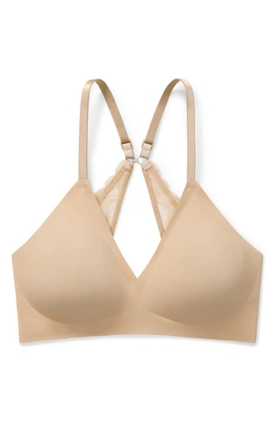 Shop True & Co. True & Co True Body Boost Triangle Lace Convertible Strap Bra In Desert