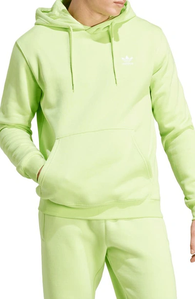 Shop Adidas Originals Trefoil Essentials Hoodie In Pulse Lime