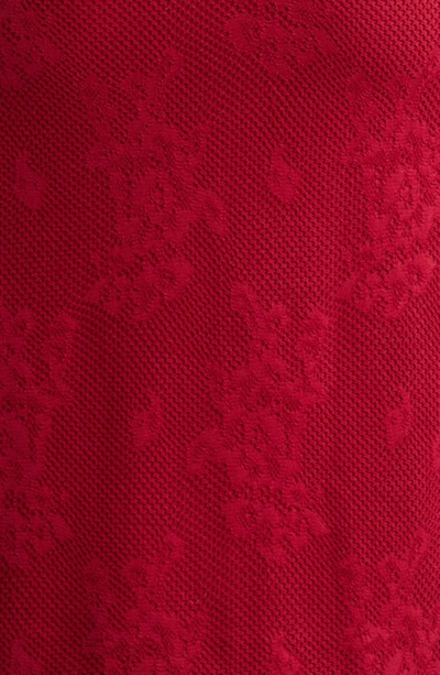 Shop Chiara Boni La Petite Robe Corea Floral Jacquard Cold Shoulder Long Sleeve Sheath Dress In Garnet