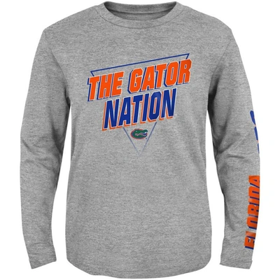 Shop Outerstuff Youth Heather Gray Florida Gators 2-hit For My Team Long Sleeve T-shirt