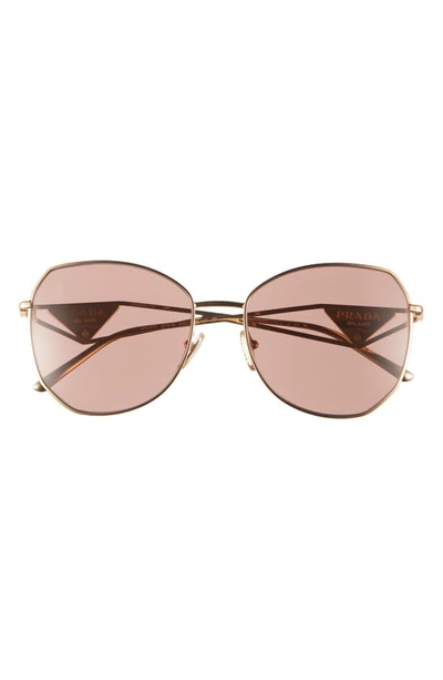 Shop Prada 57mm Irregular Sunglasses In Gold