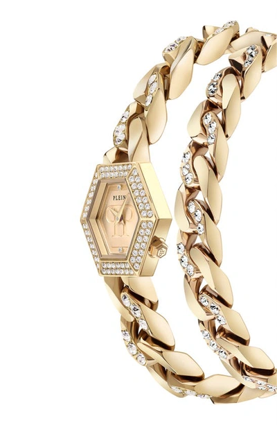 Shop Philipp Plein The Hexagon Bracelet Watch, 28mm In Ip Yellow Gold