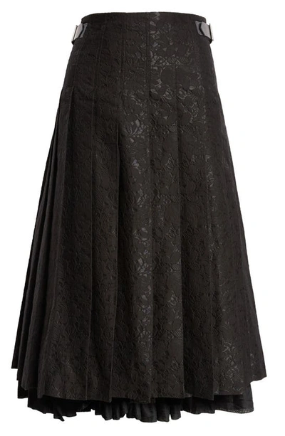Tao Comme Des Garçons Floral Lace Jacquard Cotton Blend Skirt In Black/ Black