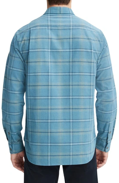 Shop Vince Plaid Corduroy Button-up Shirt In Blue Line/ Sandstone